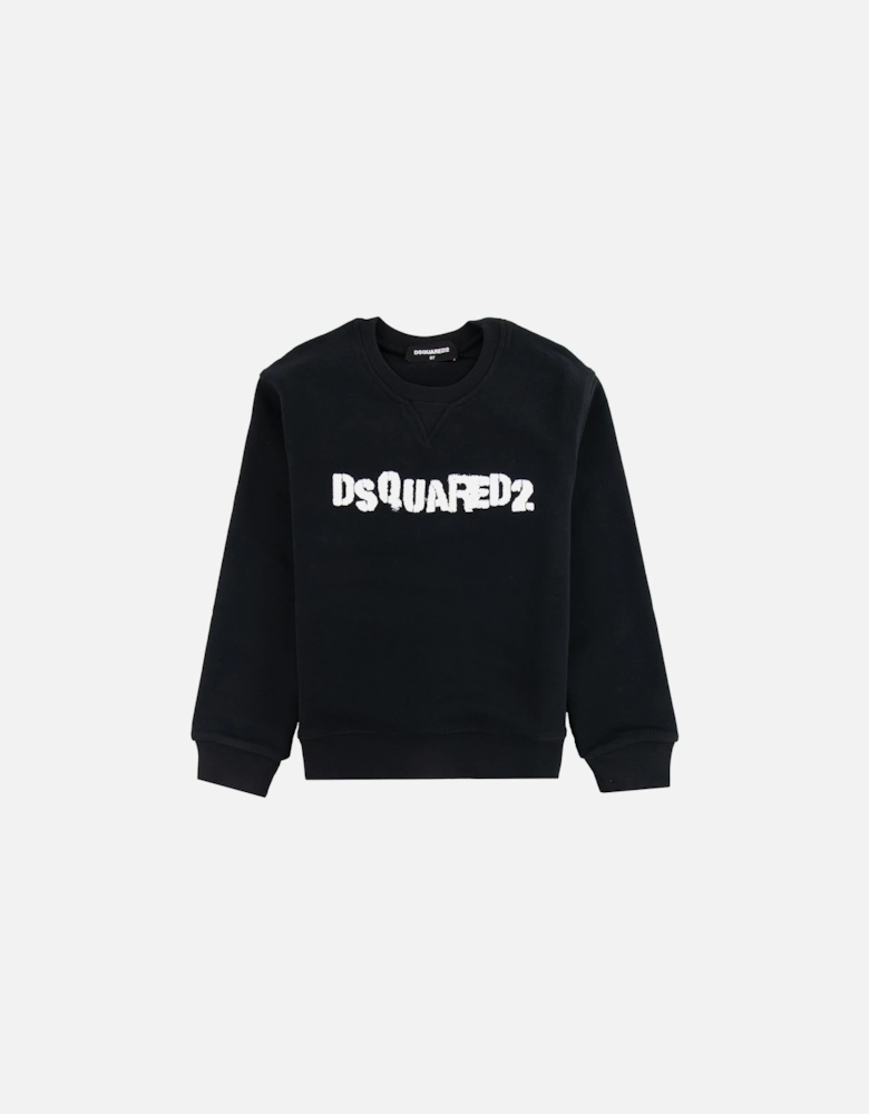 Kids Stamped Logo Crewneck Sweatshirt Black