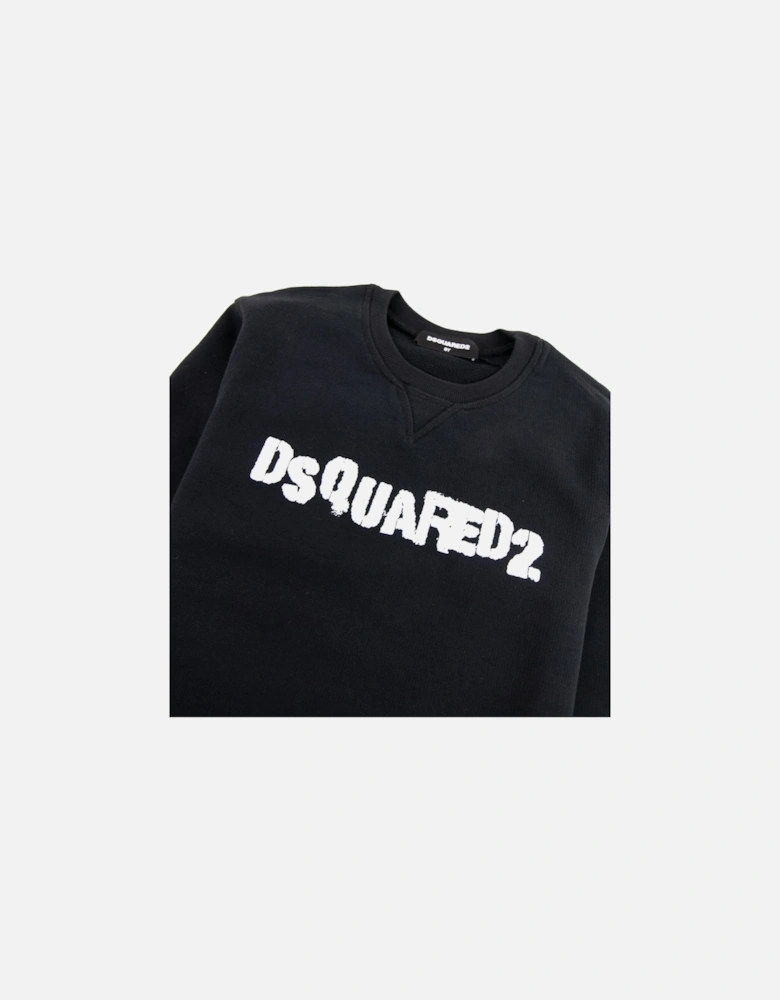 Kids Stamped Logo Crewneck Sweatshirt Black