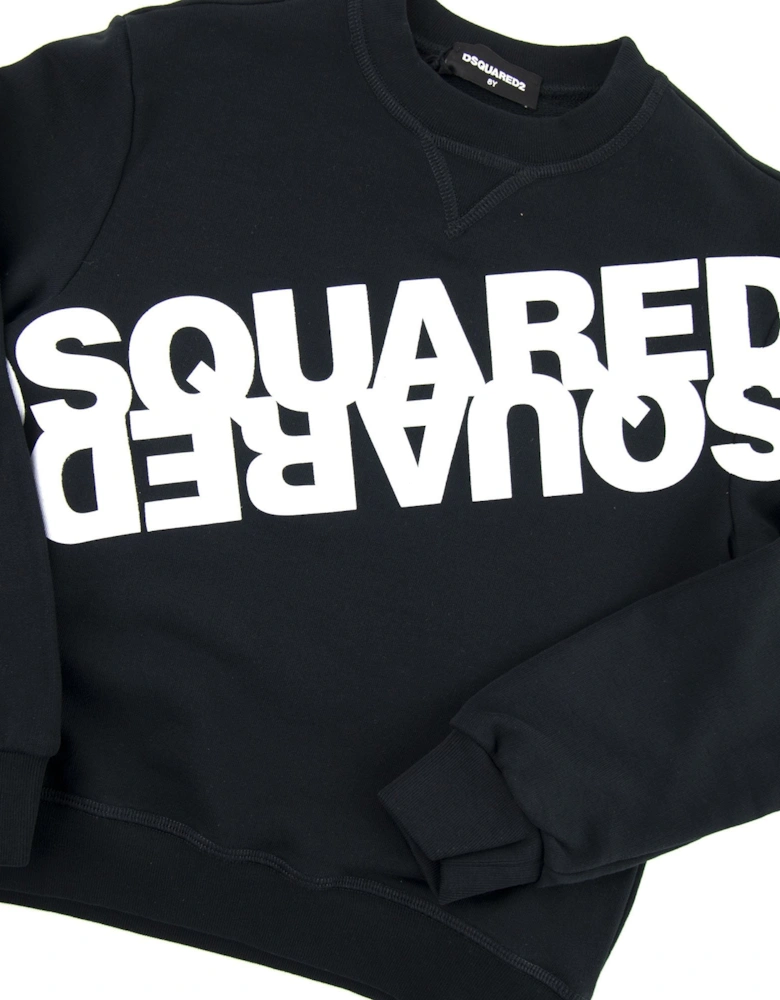 Kids Mirrored Logo Crewneck Sweatshirt Black