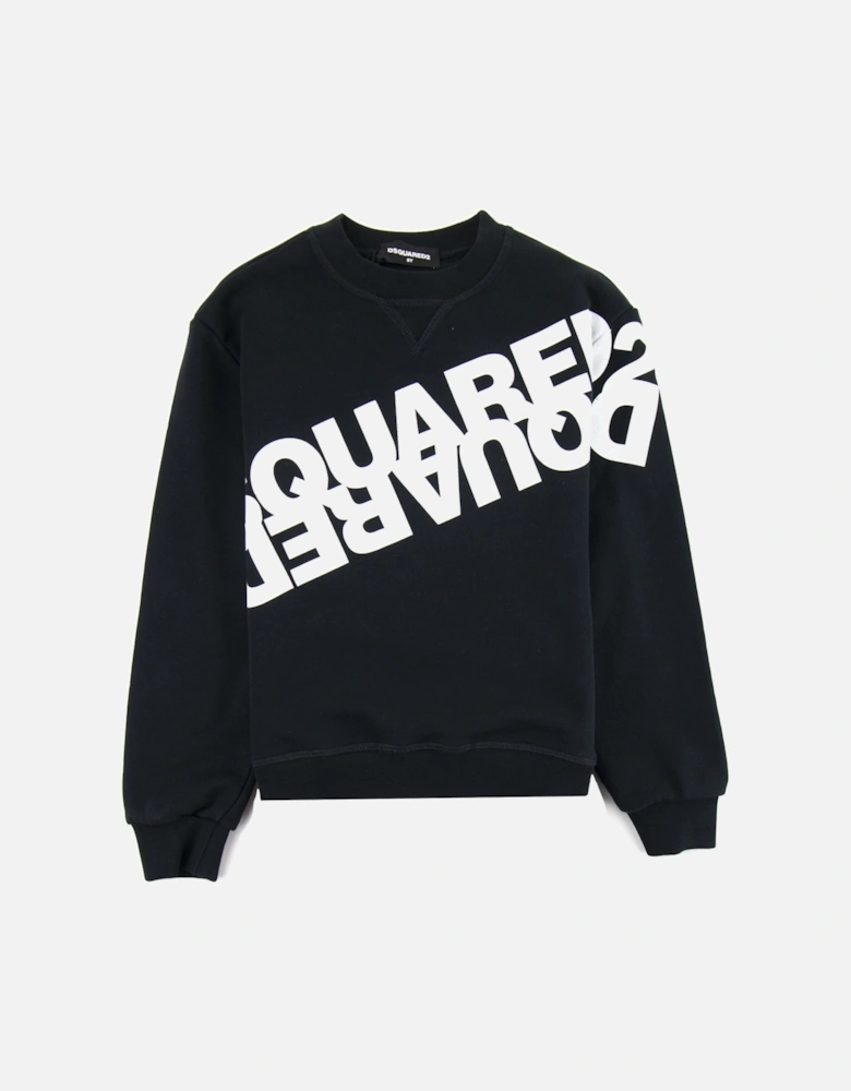Kids Mirrored Logo Crewneck Sweatshirt Black