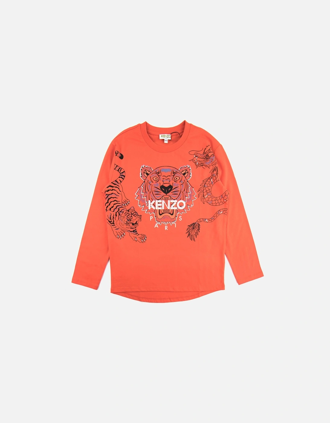 Kids Tiger Dragon Long Sleeve T-shirt Orange, 3 of 2
