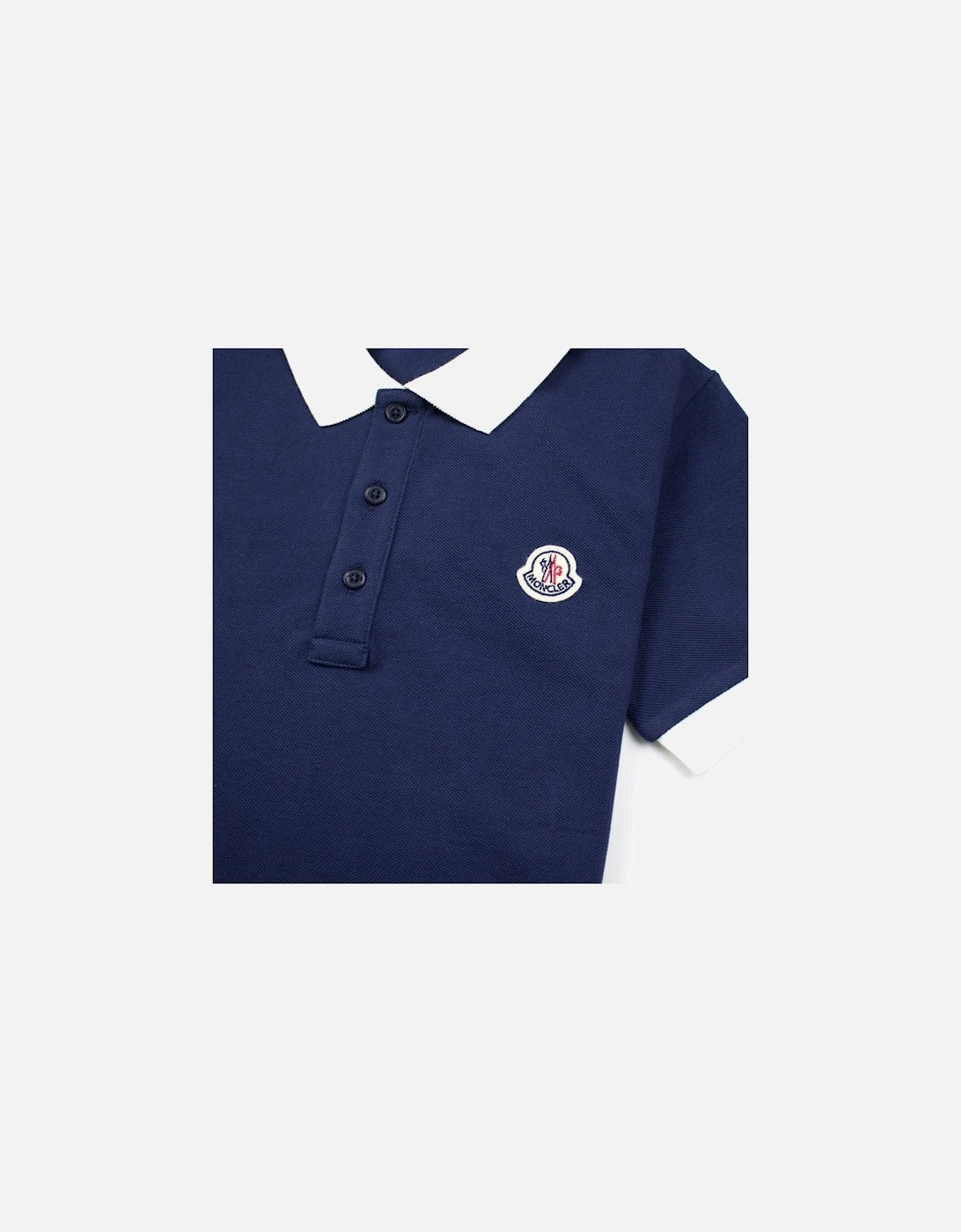 Junior Contrast Collar Short Sleeve Polo Shirt Blue/White