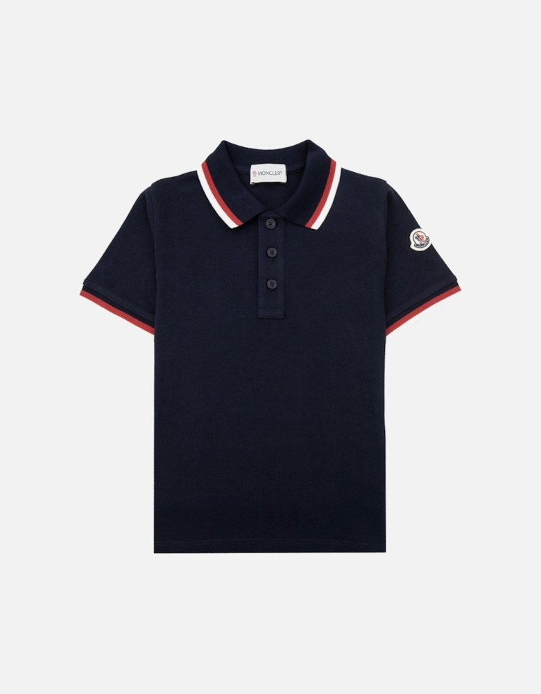 Junior Tricolor Trimmed Cotton Polo Navy 778