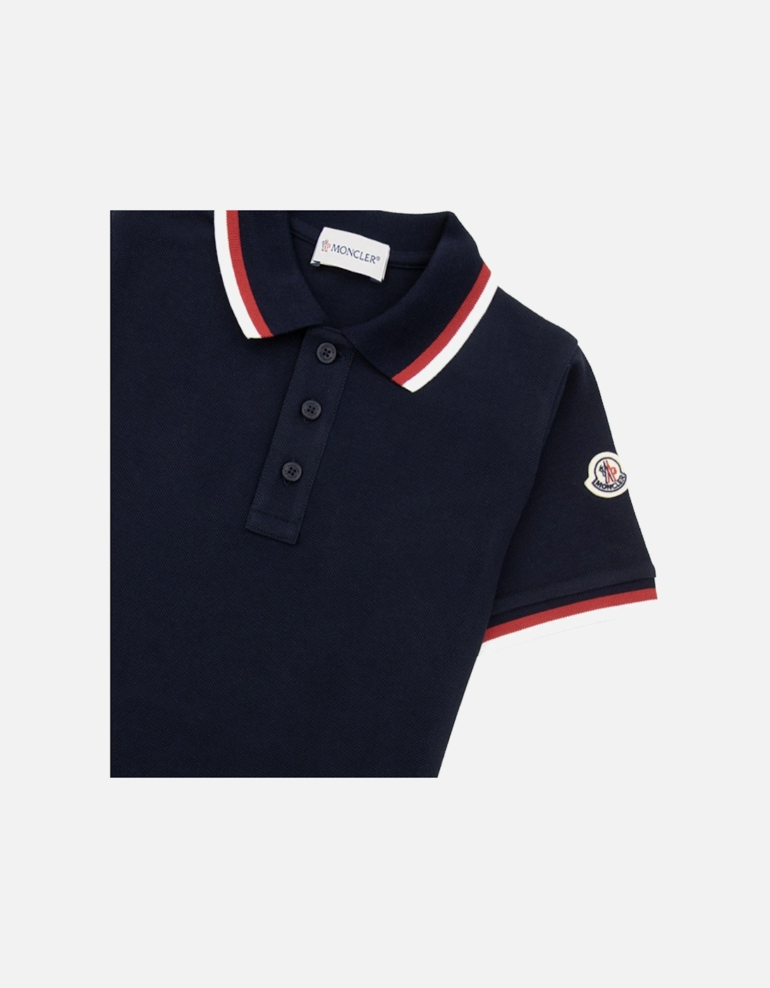 Junior Tricolor Trimmed Cotton Polo Navy 778