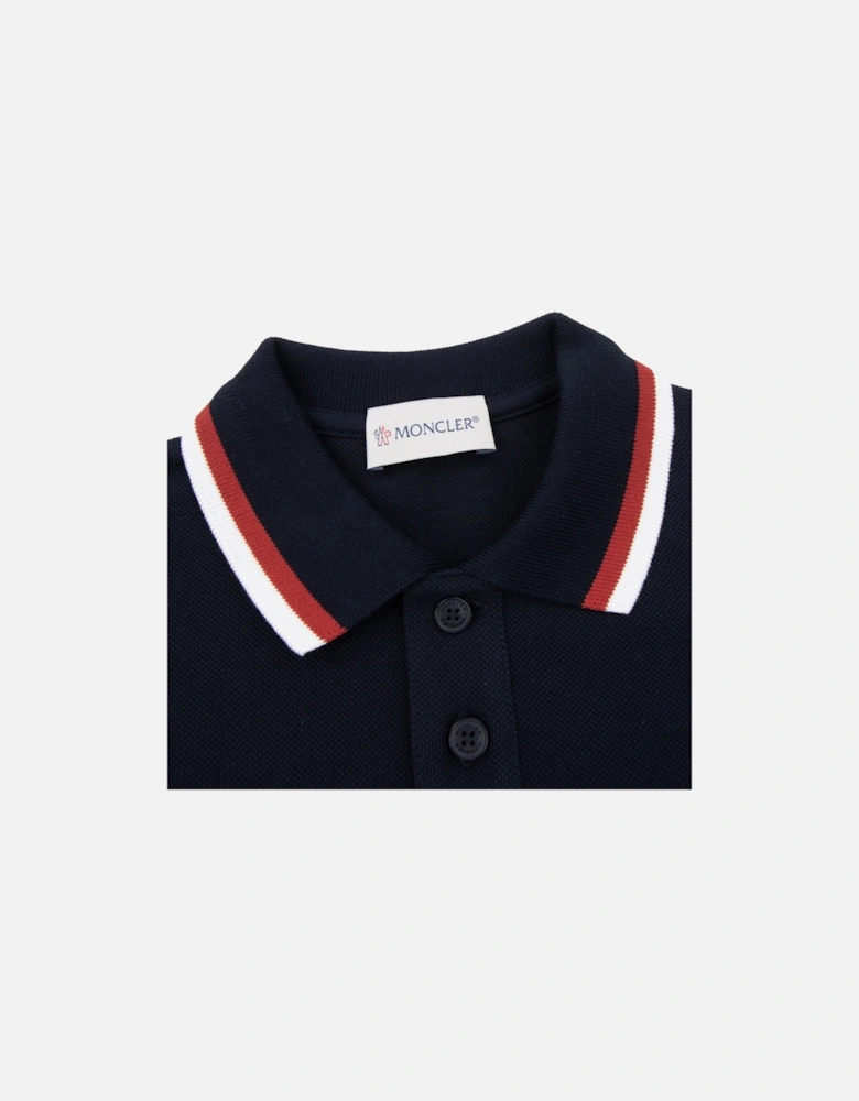 Junior Tricolor Trimmed Cotton Polo Navy 778