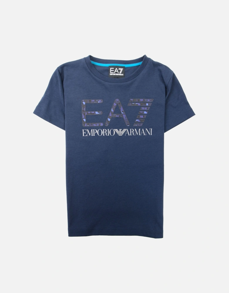 Junior Camo Logo T-Shirt Navy