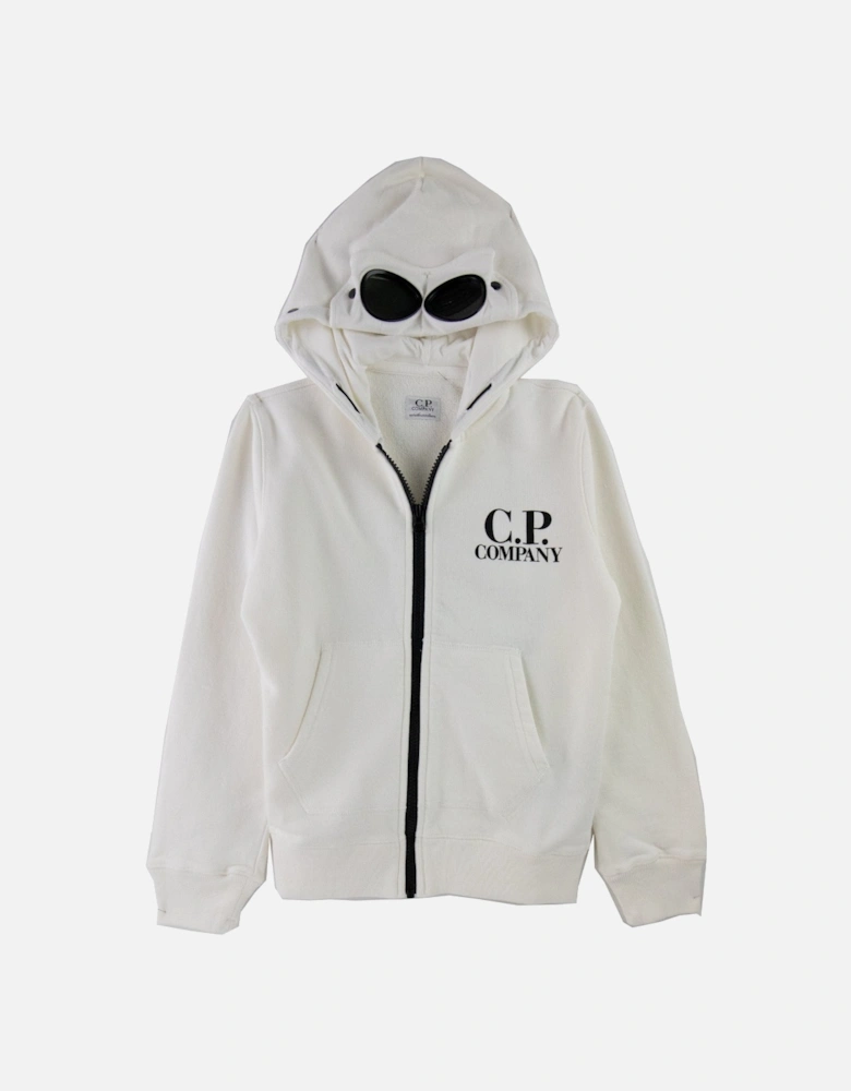 C.P. Company Undersixteen Basic Fleece Goggle Hooded Sweatshirt White 103