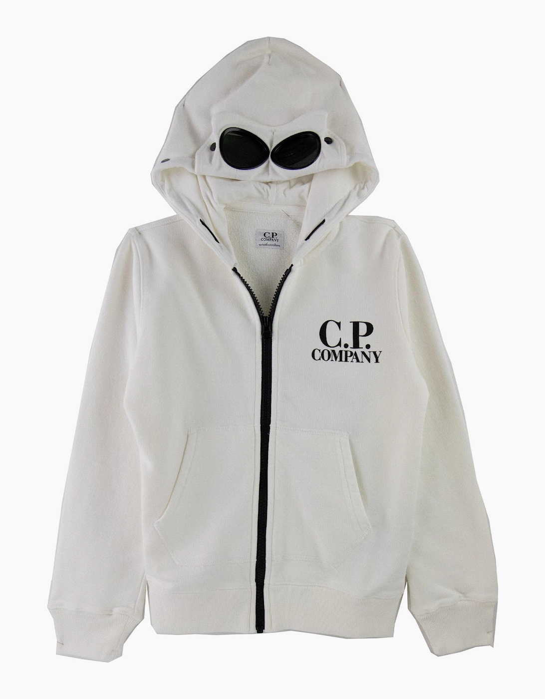 C.P. Company Undersixteen Basic Fleece Goggle Hooded Sweatshirt White 103 - Size: 2