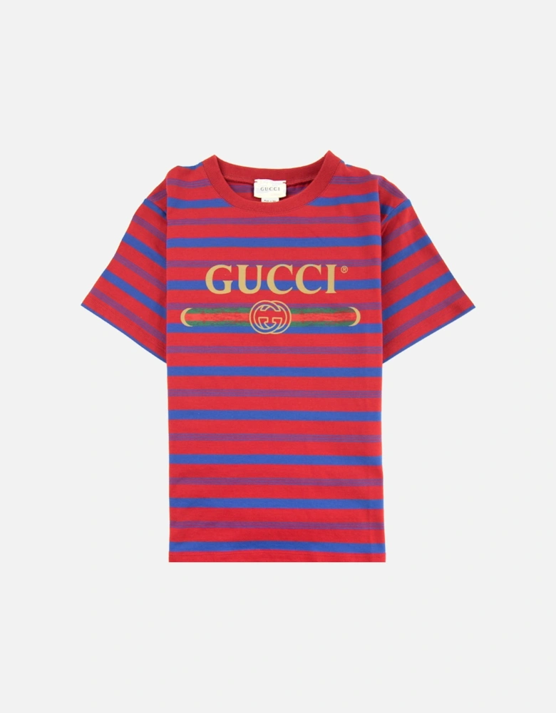 Junior Striped Logo T-shirt Red