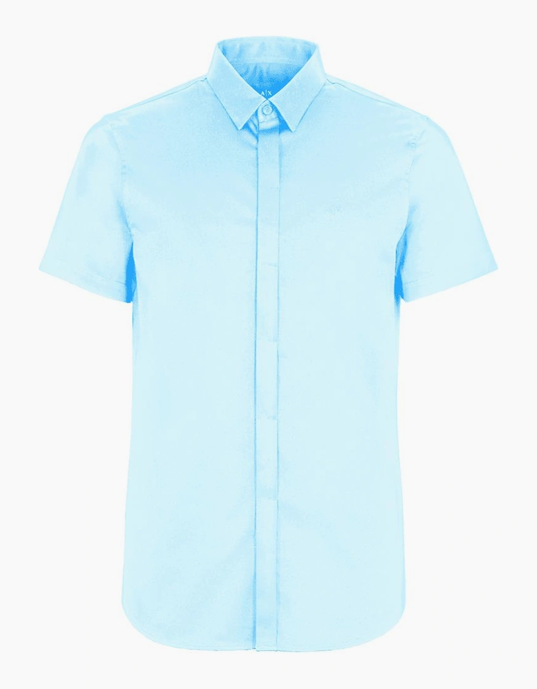 Armani Exchange Men's Blue Woven Button Up Short Sleeve Shirt  38/Regular M