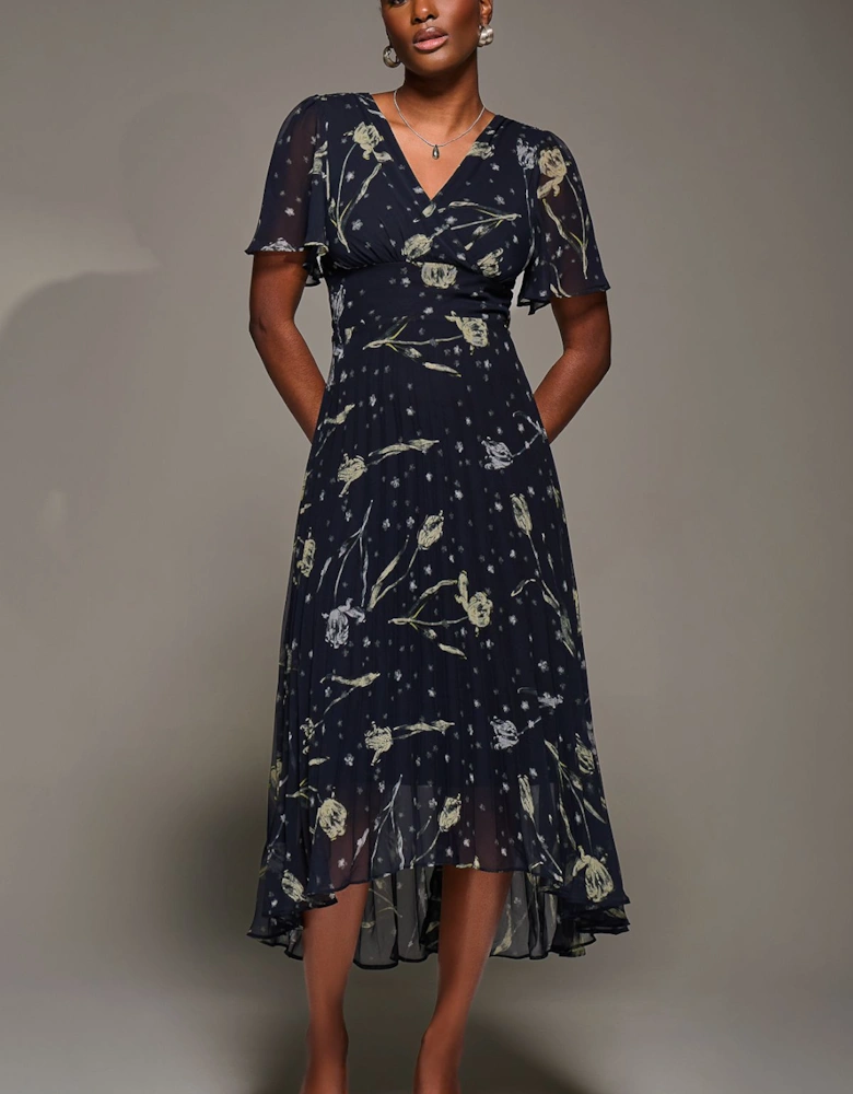 Chiffon Frill Sleeved Maxi Dress