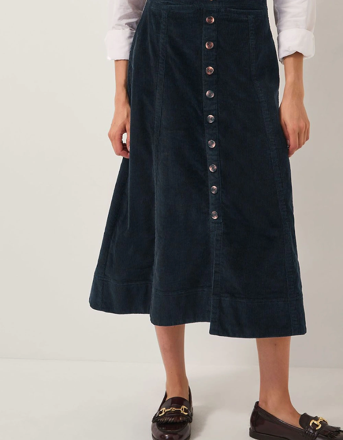 Jamie Button Corduroy Midi Skirt Blue, 2 of 1