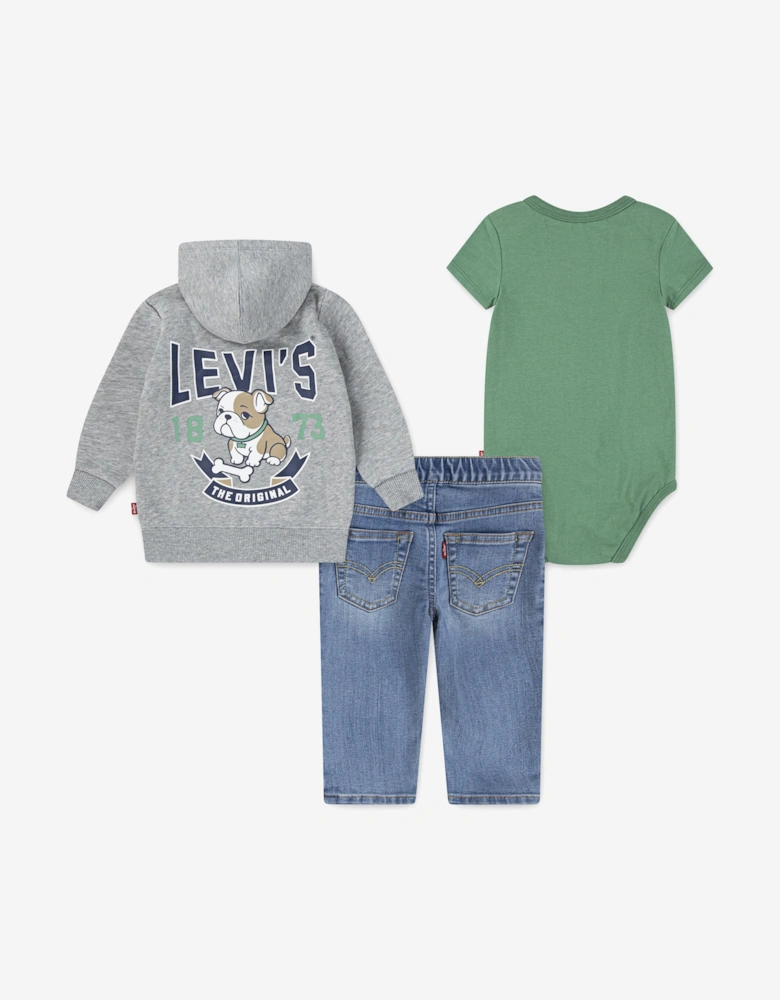 Baby Boys 3 Piece Jeans Set in Green