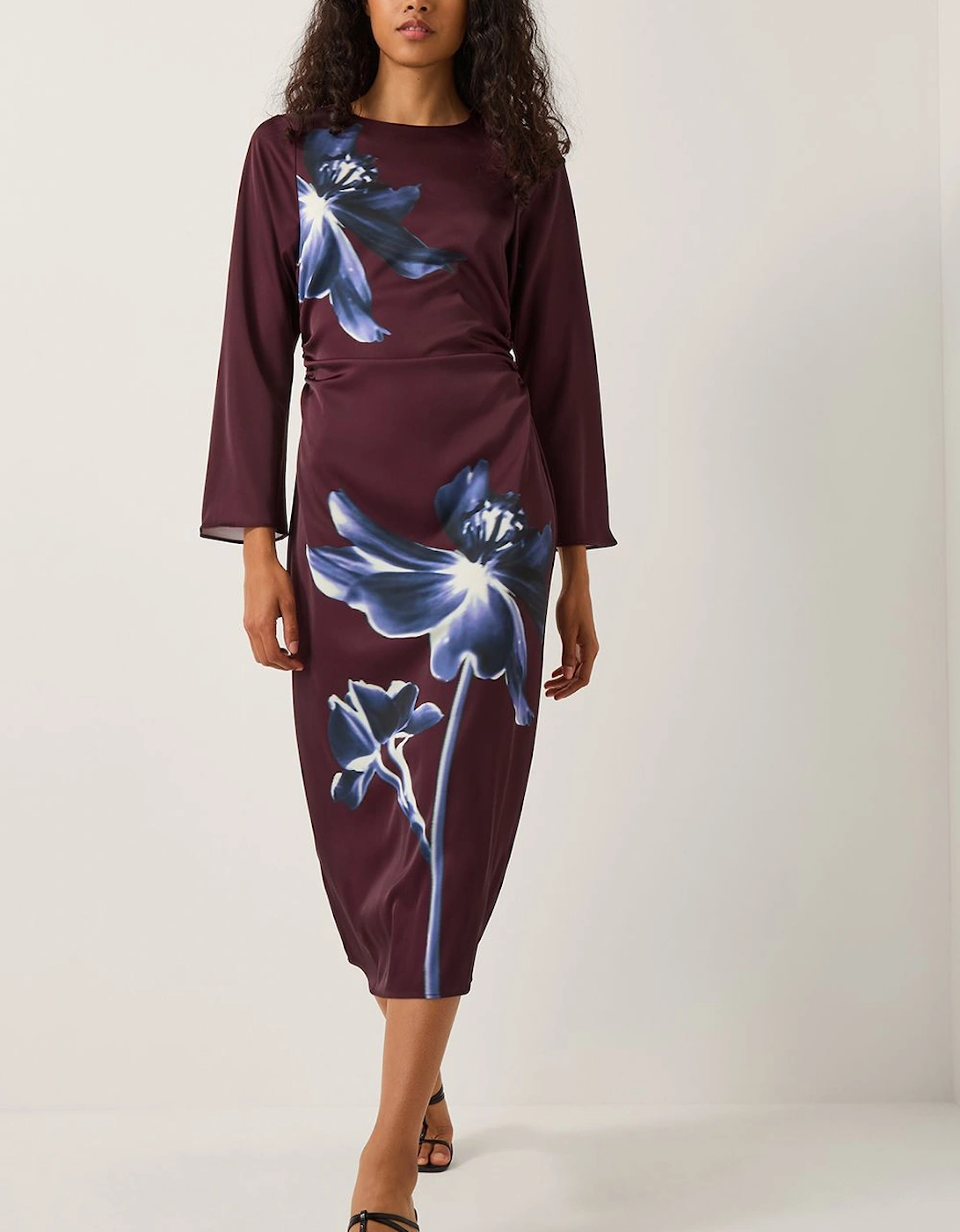 Polly Floral Print Midi Dress Red, 2 of 1