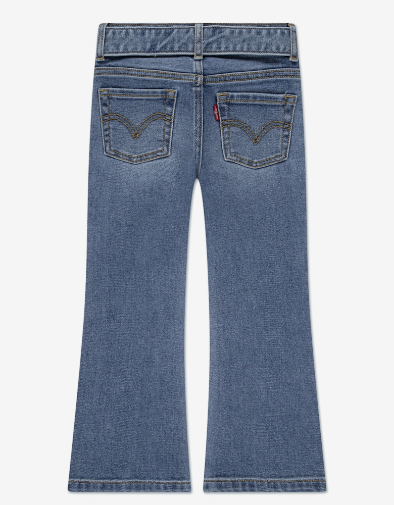 Girls Regular Rise Flared Jeans with Belt in Blue