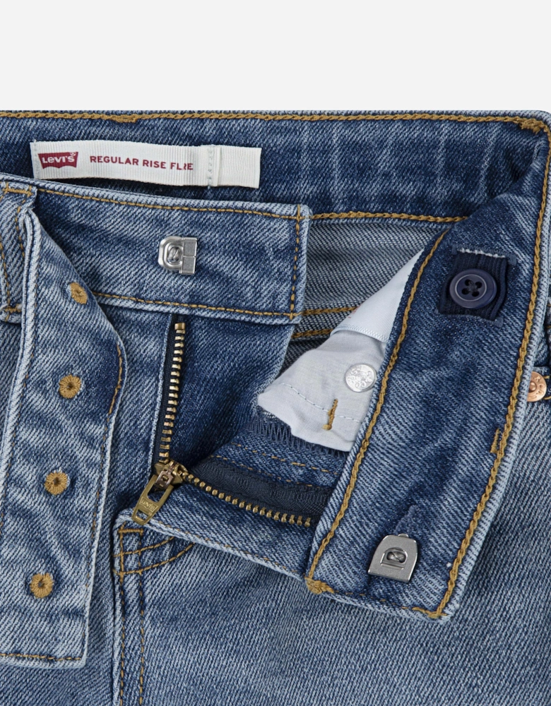 Girls Regular Rise Flared Jeans with Belt in Blue