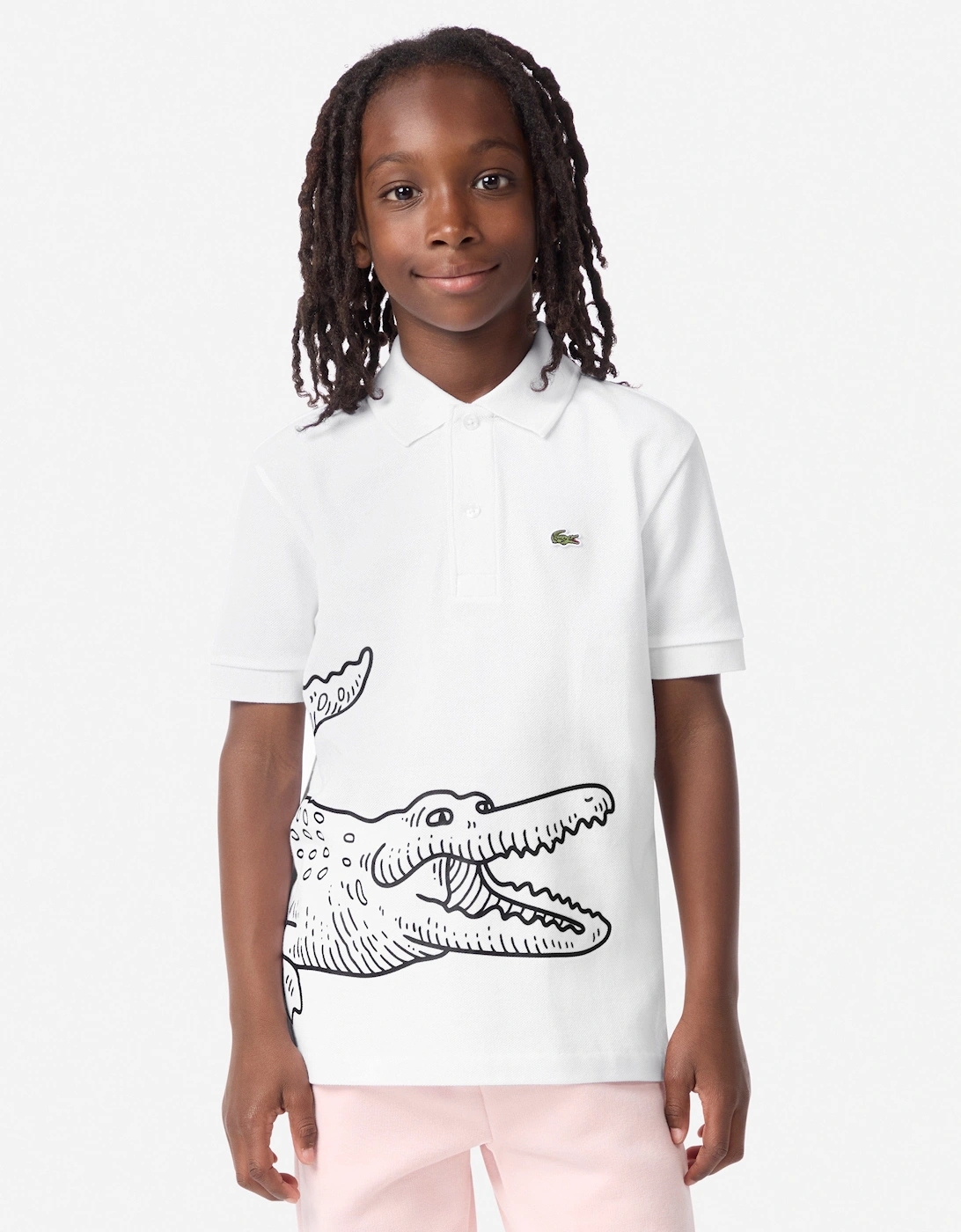 Boys Petit Pique Icon Polo Shirt in White