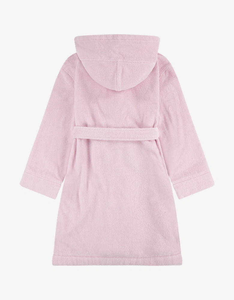 Girls Hooded Plush Terry Bathrobe in Pink
