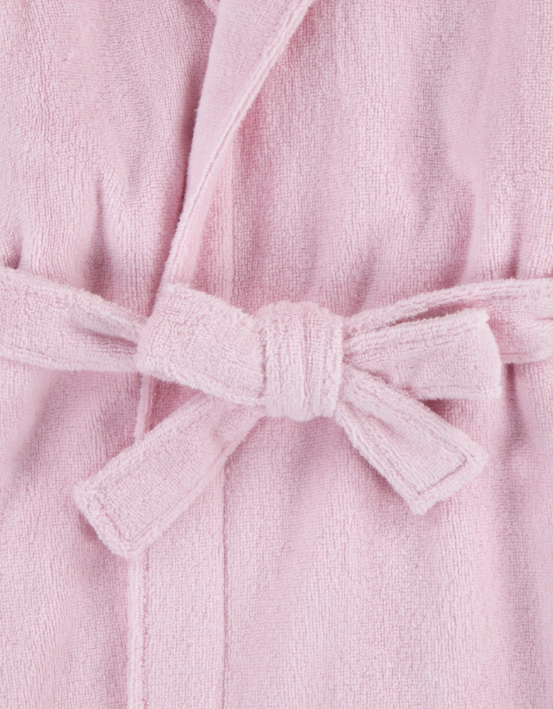 Girls Hooded Plush Terry Bathrobe in Pink