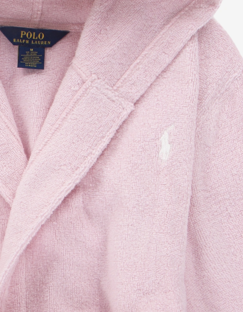 Girls Hooded Plush Terry Bathrobe in Pink