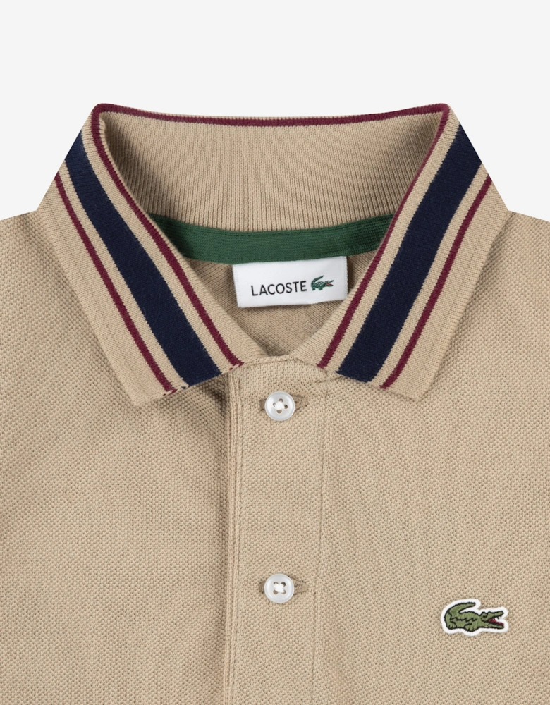 Boys Petit Pique Polo Shirt in Beige