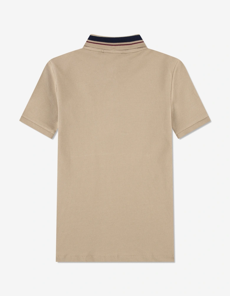 Boys Petit Pique Polo Shirt in Beige