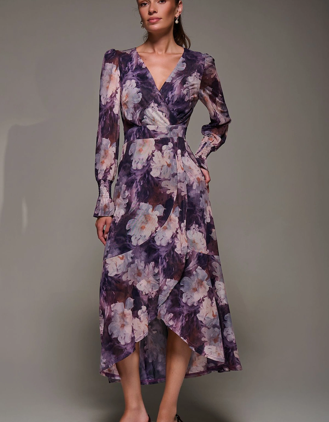 Ruffle Cuffed Sleeve Frill Mesh Maxi Dress, 2 of 1