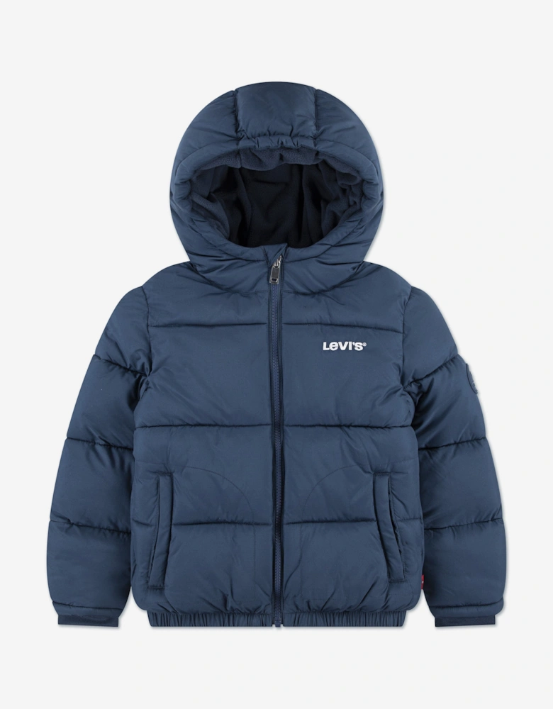 Boys Logo Puffer Jacket in Navy