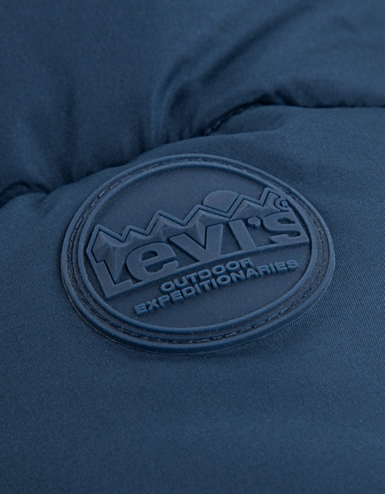 Boys Logo Puffer Jacket in Navy