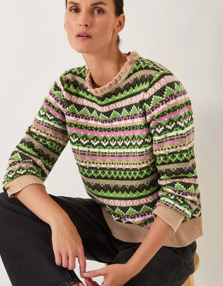 Fira Fair Isle Jumper Green