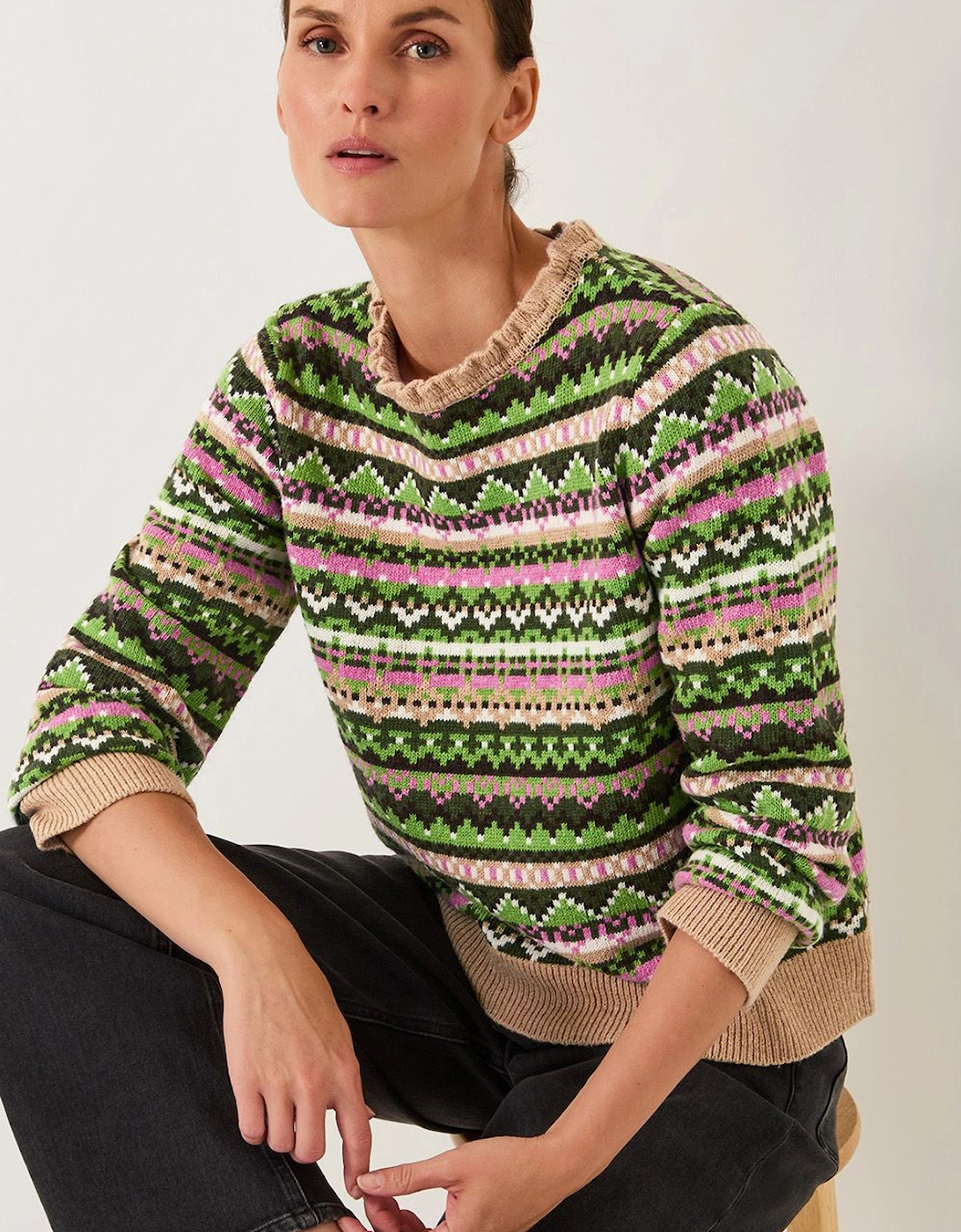 Fira Fair Isle Jumper Green, 2 of 1