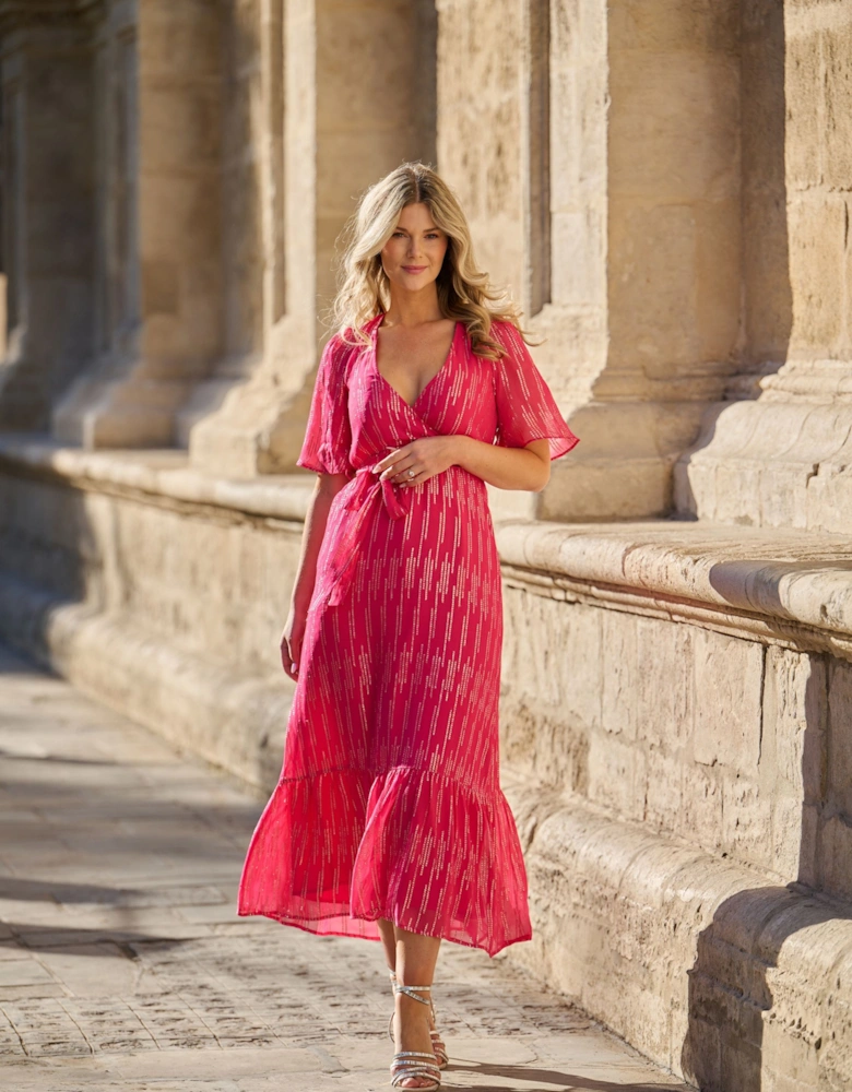 Metallic Wrap Dress