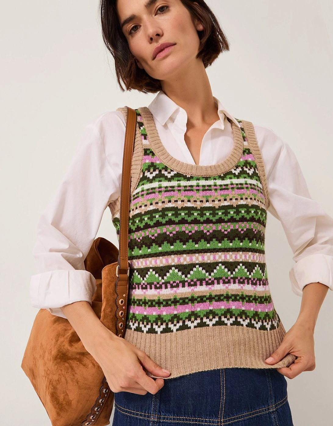 Fira Fair Isle Knitted Tank Top Green, 2 of 1