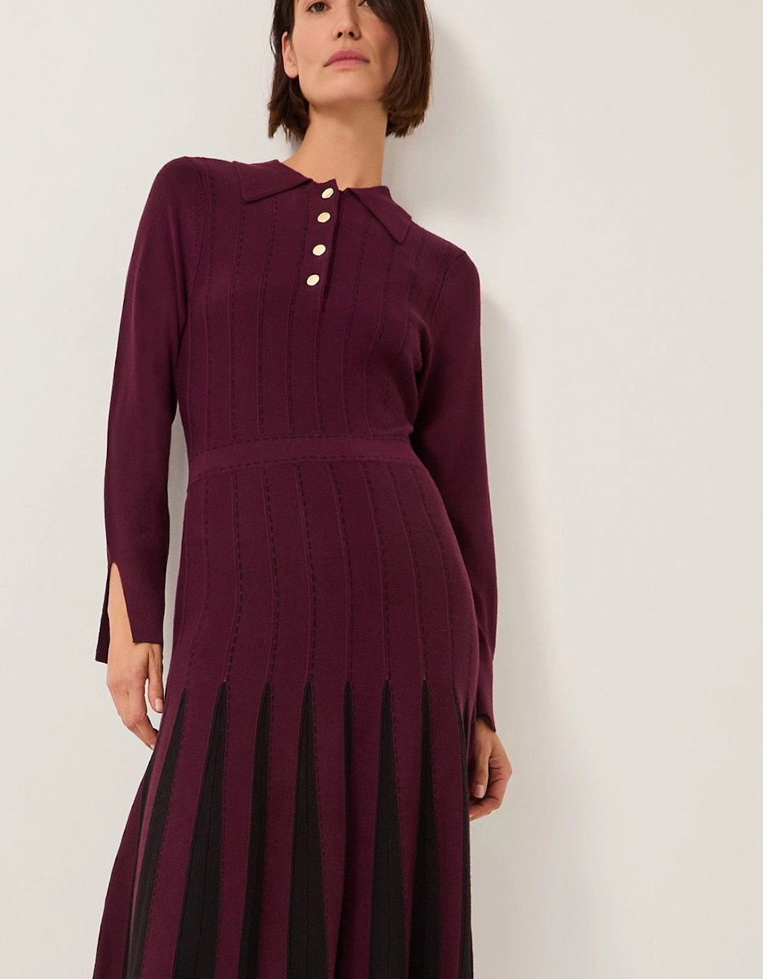 Prue Knit Pleated Shirt Dress Red, 2 of 1