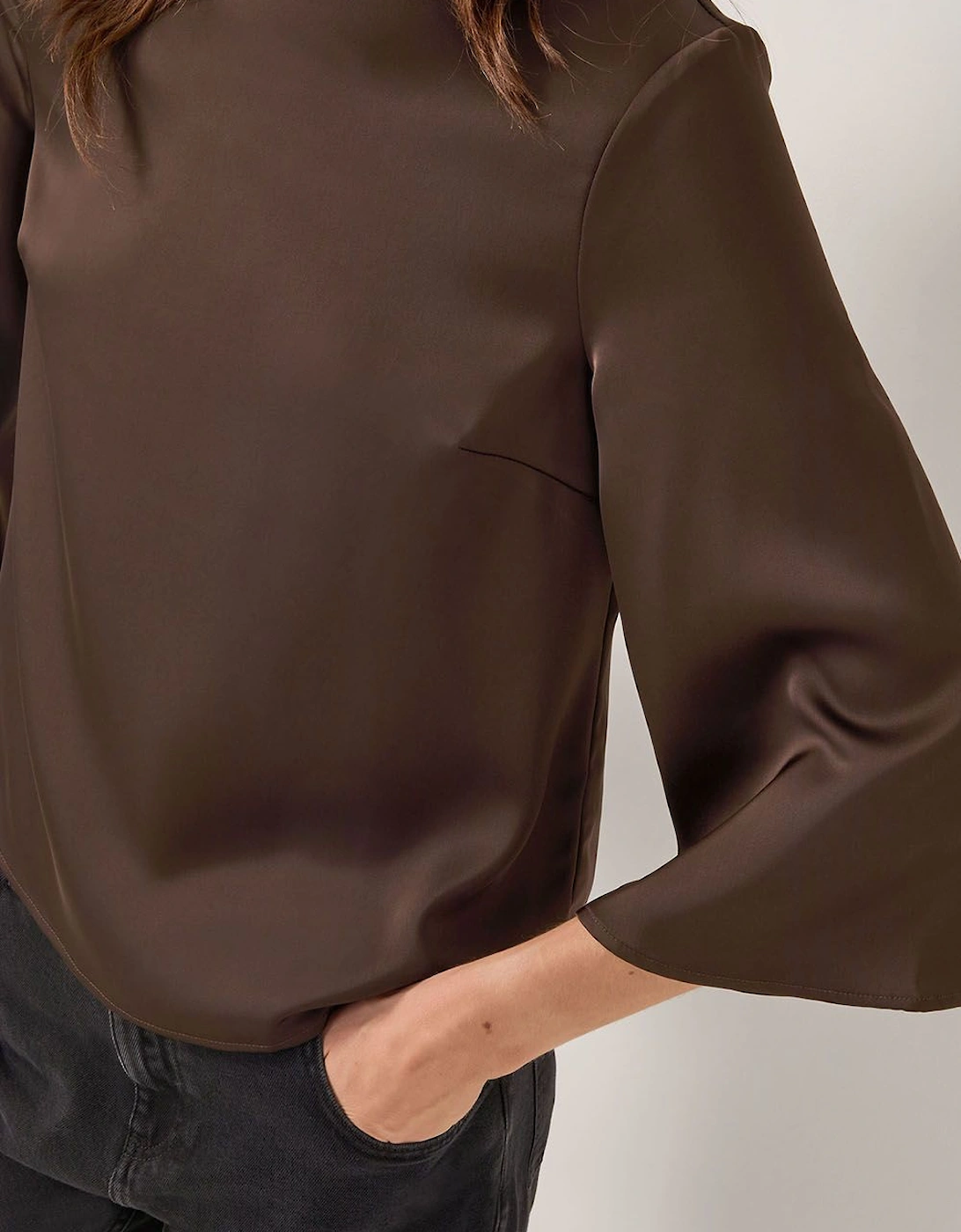 Ingrid Bell Sleeve Satin Blouse, 2 of 1