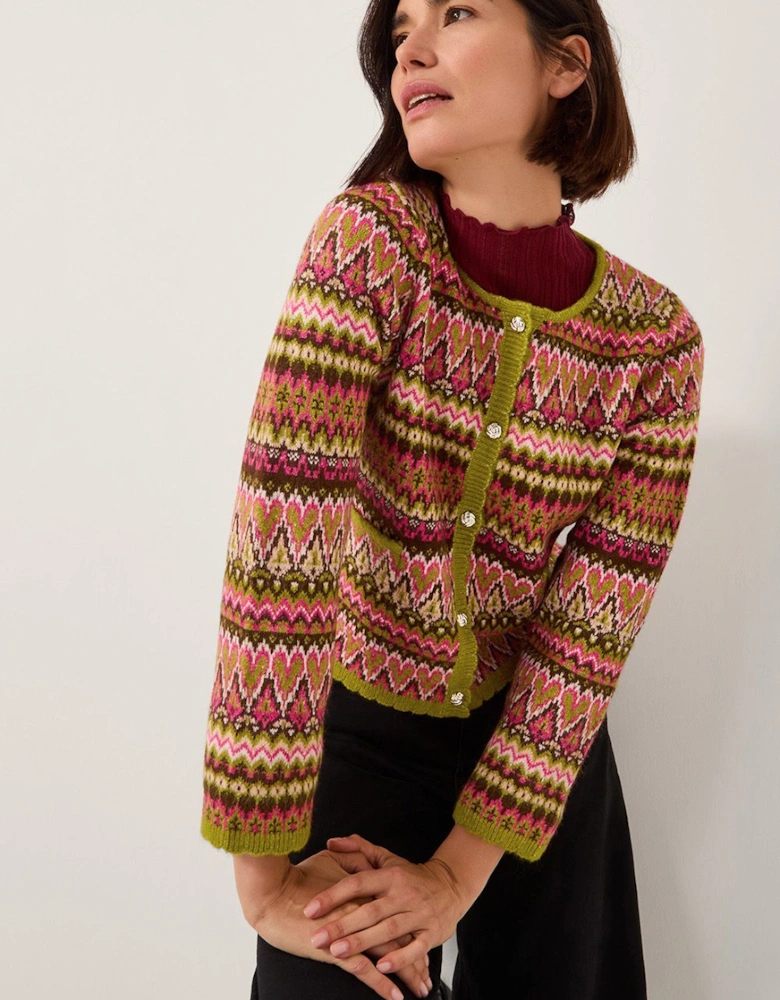 Fiona Fair Isle Cardigan Pink