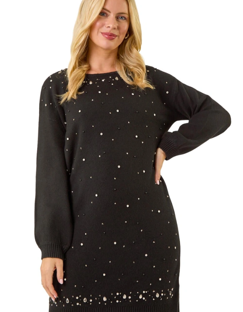 Petite Embellished Knit Dress