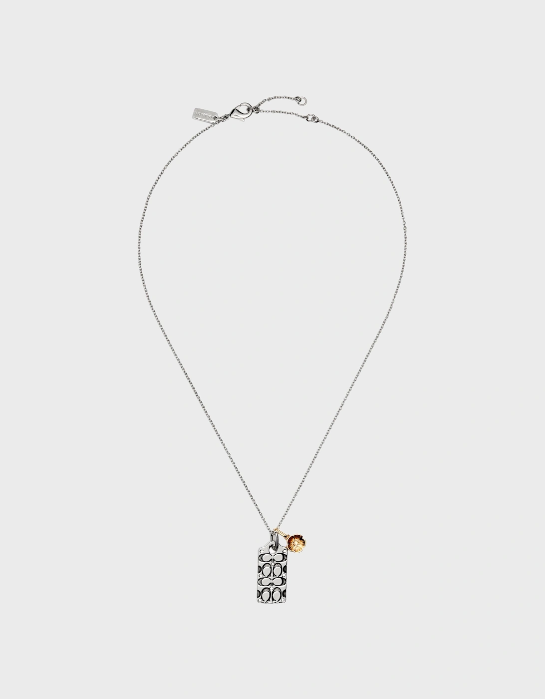 Coach Women's Silver Signature Quilted C Tag Pendant Necklace Metal - Size: O/S