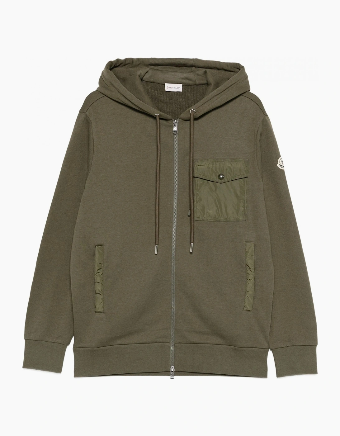 Moncler Men's Zip Up Pocket Detail Hooded Top Green - Size: 38