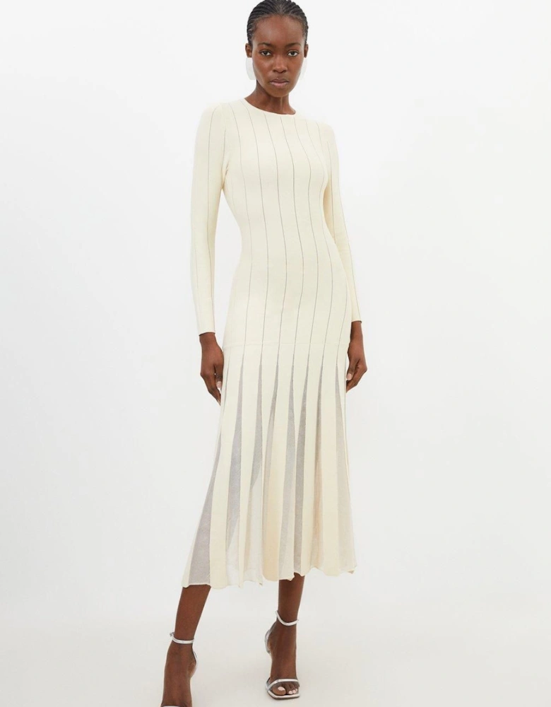 Viscose Blend Filament Full Skirt Knit Midi Dress