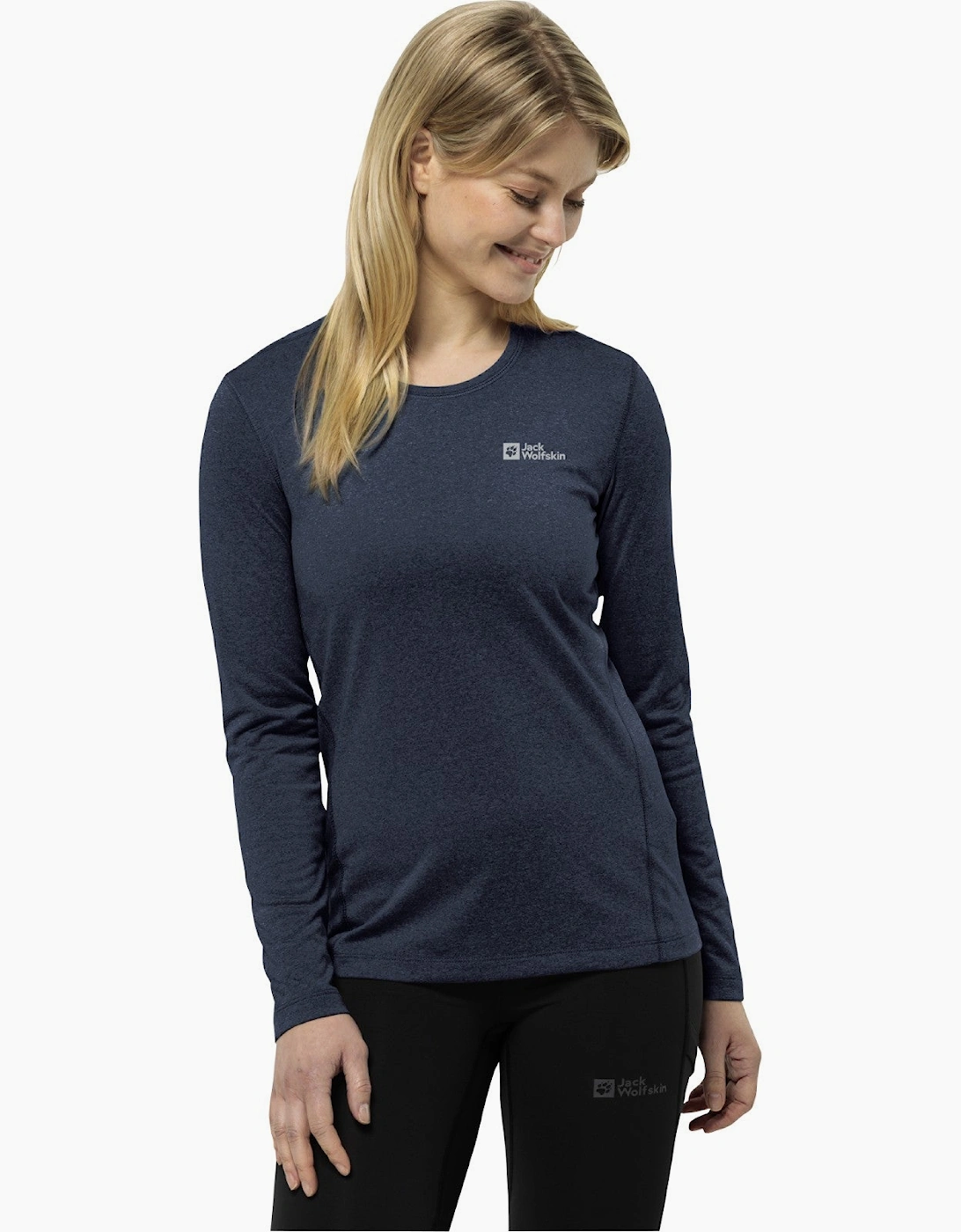 Women's Jack Wolfskin Womens Sky Thermal Long Sleeve T-Shirt - Navy - Size: 14