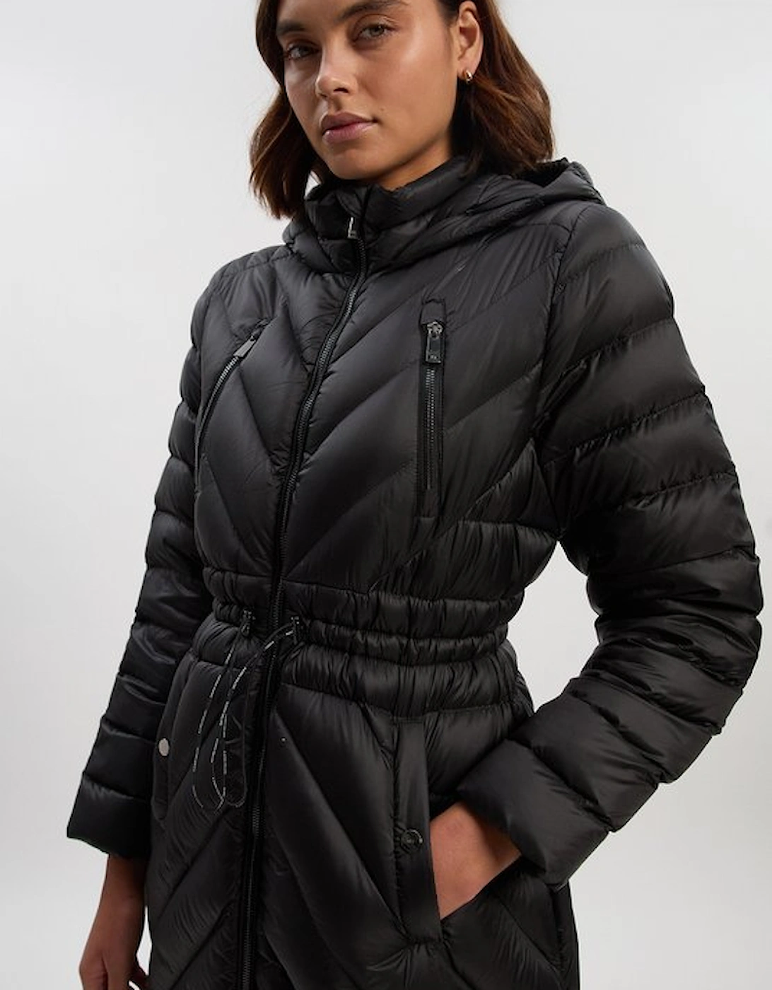 Real Down Knee Length Packable Coat