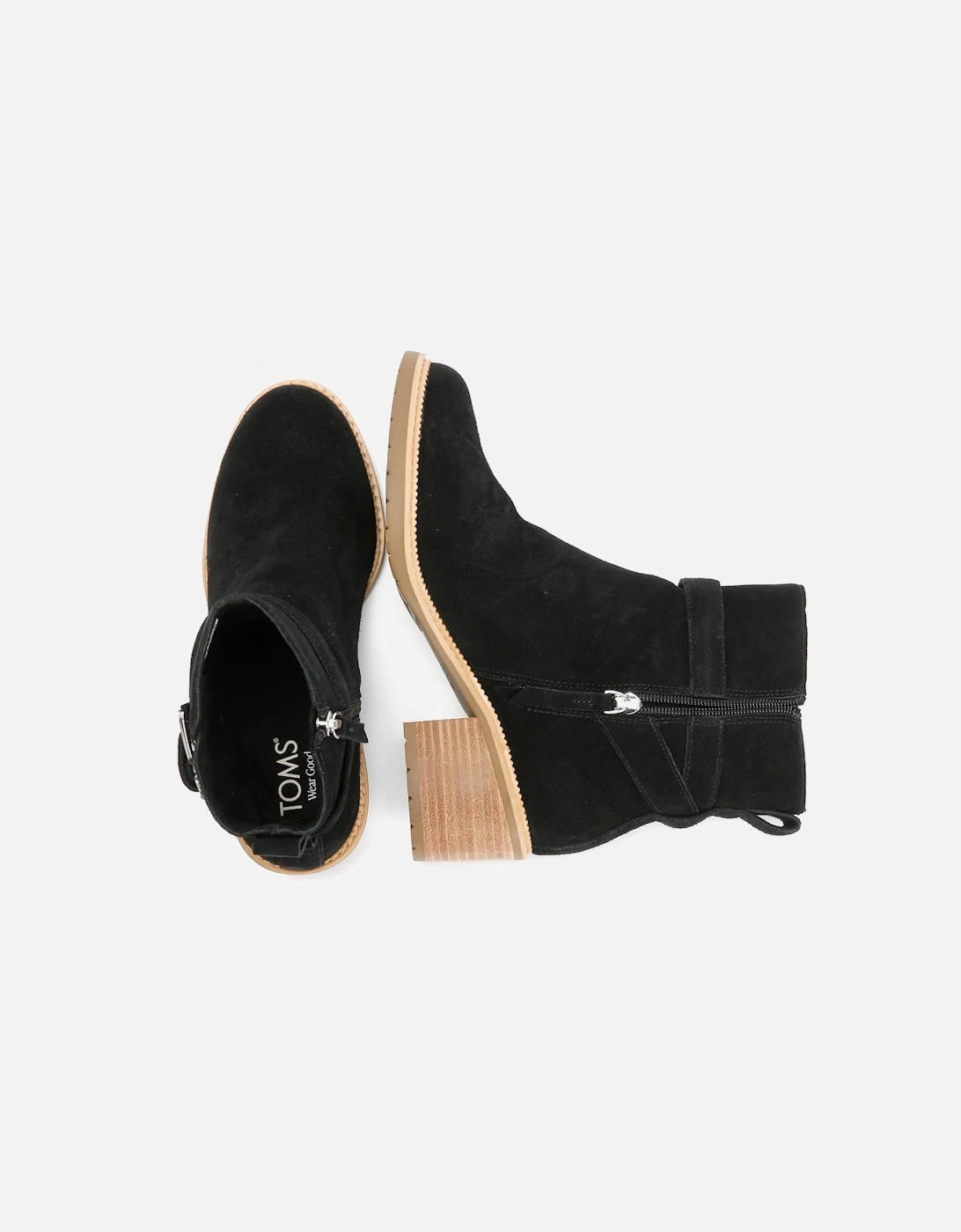 TOMS Hailey Buckle Suede Women's Black Boots
