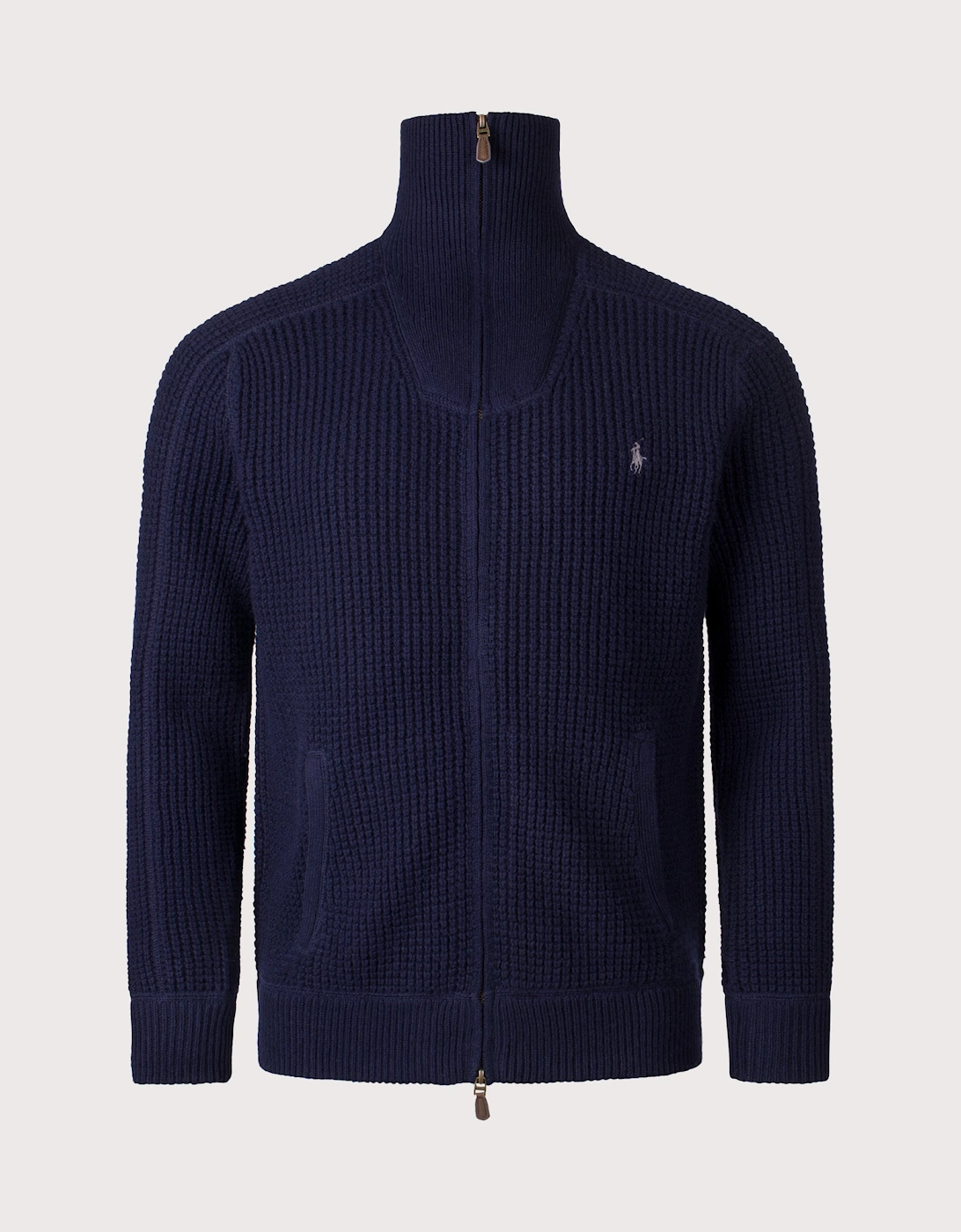 Waffle Knit Zip Through Jumper