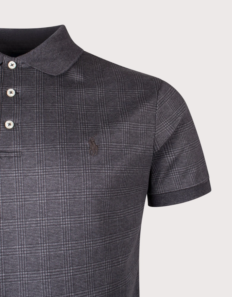 Custom Slim Fit Glen Plaid-Print Polo Shirt