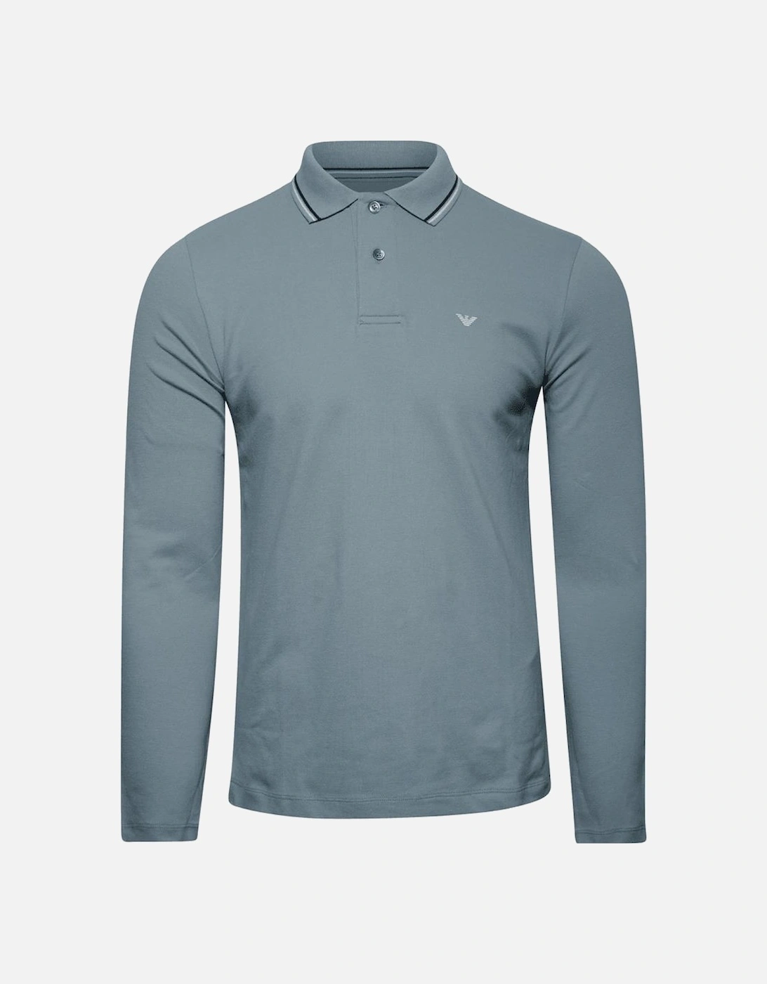 Cotton Striped Collar Light Green Long Sleeve Polo Shirt, 3 of 2