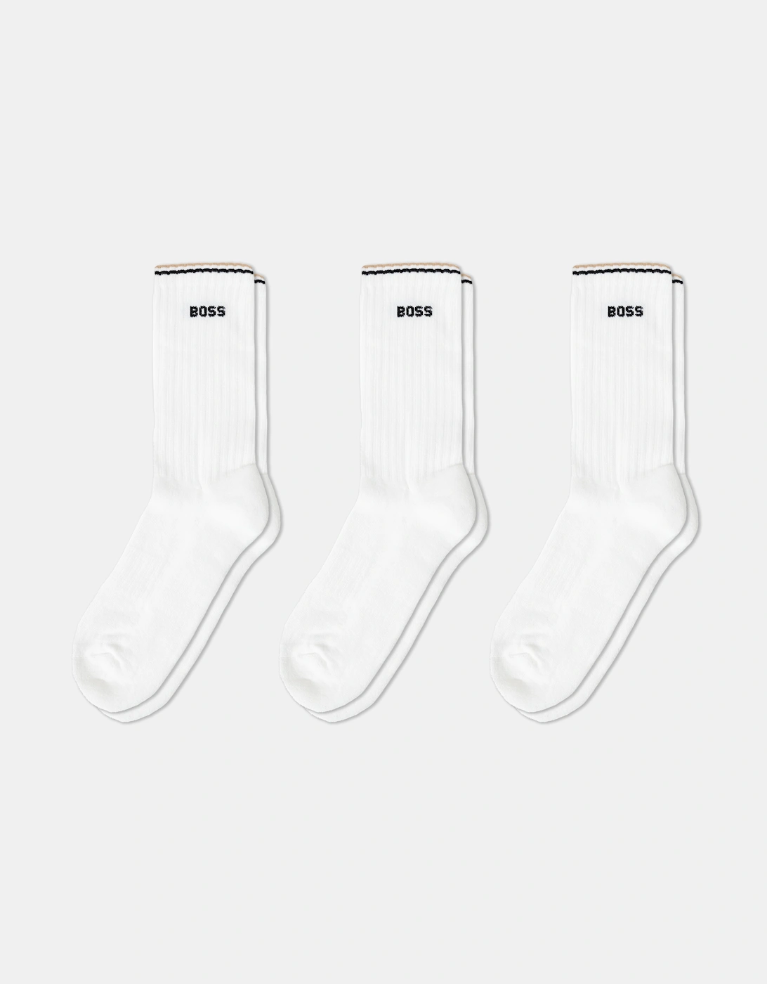 BOSS Orange Mens 3-Pack Cotton-Blend Short Socks with Logos - White 100, 3 of 2