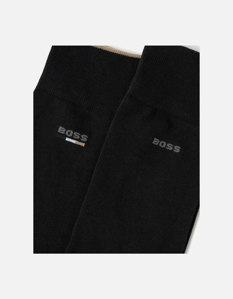 BOSS Orange Mens 2-Pack Iconic Logo Socks - Black 001