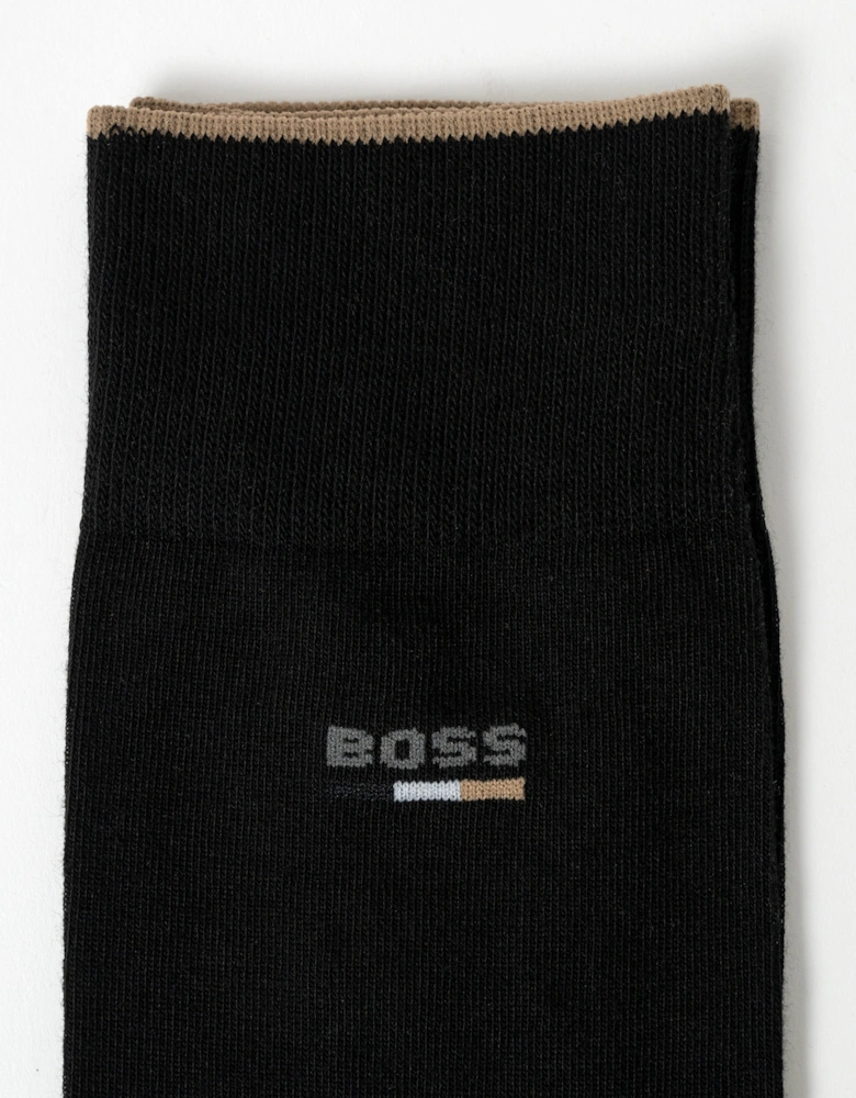 BOSS Orange Mens 2-Pack Iconic Logo Socks - Black 001