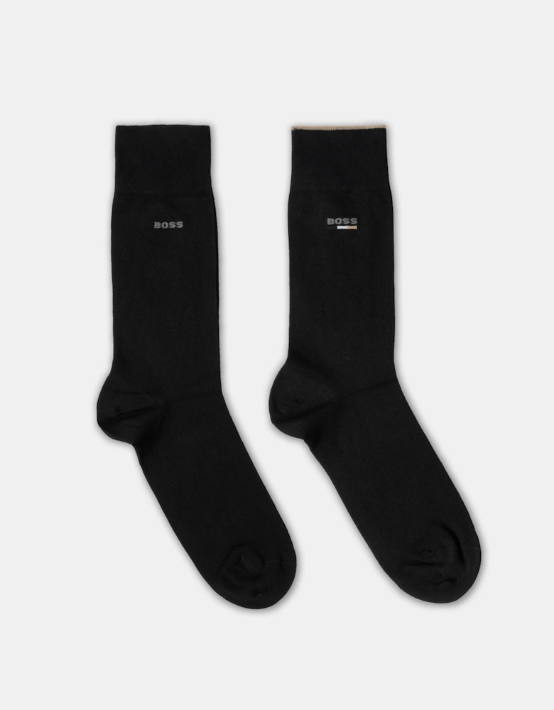 BOSS Orange Mens 2-Pack Iconic Logo Socks - Black 001